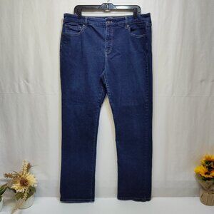 St Johns Bay Classic Fit Straight Leg Denim Jeans Sz 18 Dark Blue Cotton Stretch